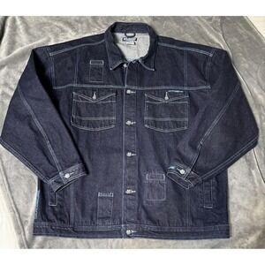 Vintage MOJEANS Jacket Mens 4XL Blue Denim Maurice Malone Hip Hop 3057 90s